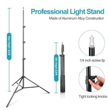 EMART 8.5FT Photography Green Screen Background Reflector Disc Holder Clip with Light Stand for Diffuser, Pop Up Backdrop, Photo, Video Studio, Meeting,Live Streaming, Youtuber