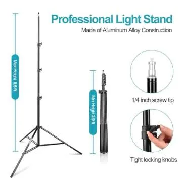 EMART 8.5FT Photography Green Screen Background Reflector Disc Holder Clip with Light Stand for Diffuser, Pop Up Backdrop, Photo, Video Studio, Meeting,Live Streaming, Youtuber