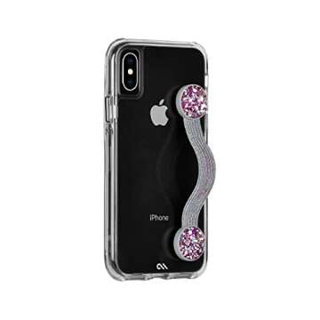 Case-Mate Elastic Strap Phone Grip - Finger & Hand Mobile Holder, Mobile & Tablet Phone Strap - For iPhone 16 Pro Max/ 15 Pro Max/ 14/ 13/ 12/ S25 Ultra/ Pixel 9, 3M Supreme Adhesive - Pink Glitter
