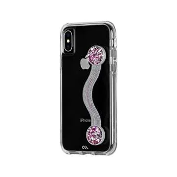 Case-Mate Elastic Strap Phone Grip - Finger & Hand Mobile Holder, Mobile & Tablet Phone Strap - For iPhone 16 Pro Max/ 15 Pro Max/ 14/ 13/ 12/ S25 Ultra/ Pixel 9, 3M Supreme Adhesive - Pink Glitter