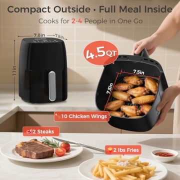 OSTBA 4.5QT Air Fryer with Touch Screen & 6 Presets