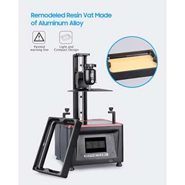 ELEGOO Resin 3D Printer Mars 2 Pro Mono MSLA 3D Printer UV Photocuring LCD Resin 3D Printer with 6.08 inch 2K Monochrome LCD, Printing Size 129x80x160mm/5.1x3.1x6.3inch
