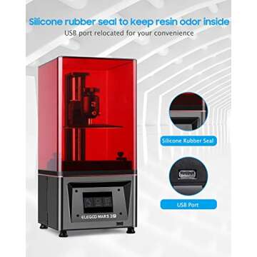 ELEGOO Resin 3D Printer Mars 2 Pro Mono MSLA 3D Printer UV Photocuring LCD Resin 3D Printer with 6.08 inch 2K Monochrome LCD, Printing Size 129x80x160mm/5.1x3.1x6.3inch