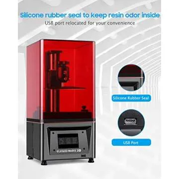 ELEGOO Resin 3D Printer Mars 2 Pro Mono MSLA 3D Printer UV Photocuring LCD Resin 3D Printer with 6.08 inch 2K Monochrome LCD, Printing Size 129x80x160mm/5.1x3.1x6.3inch