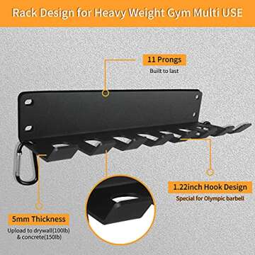 Vehcarc Home Gym Storage, Heavy-Duty Barbell Holder, Barbell Storage for Olympic Barbell, Gym Access...