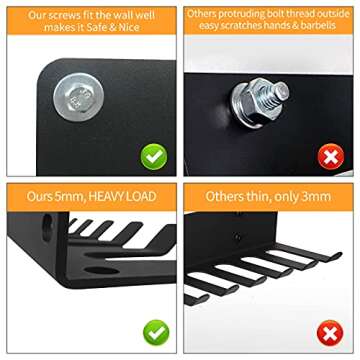 Vehcarc Home Gym Storage, Heavy-Duty Barbell Holder, Barbell Storage for Olympic Barbell, Gym Accessories Kettlebells Weight Bar Workout Rack Equipment Fitness Foam Roller Jump Rope Resistance Band