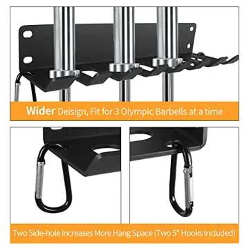 Vehcarc Home Gym Storage, Heavy-Duty Barbell Holder, Barbell Storage for Olympic Barbell, Gym Accessories Kettlebells Weight Bar Workout Rack Equipment Fitness Foam Roller Jump Rope Resistance Band