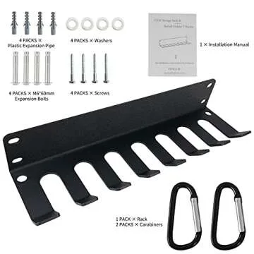 Vehcarc Home Gym Storage, Heavy-Duty Barbell Holder, Barbell Storage for Olympic Barbell, Gym Accessories Kettlebells Weight Bar Workout Rack Equipment Fitness Foam Roller Jump Rope Resistance Band