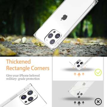 ANHONG Clear Rectangle Edge Case for iPhone 12 Pro Max - Lightweight, HD Clarity, Shock-Absorption