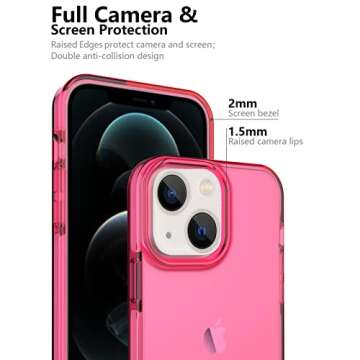 ArtsEvo Designed for iPhone 14 Case and iPhone 13 Case, 6.6ft Drop Protection, Full Body Screen Camera Protective Phone Case,Hot Pink