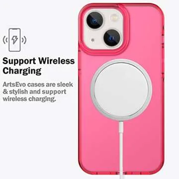 ArtsEvo Designed for iPhone 14 Case and iPhone 13 Case, 6.6ft Drop Protection, Full Body Screen Camera Protective Phone Case,Hot Pink