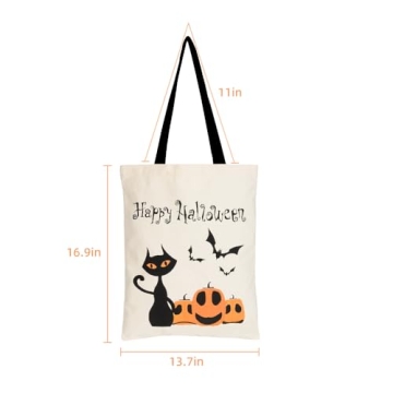 Halloween Tote Bags - 2PCS Large Canvas Grocery Bags