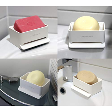 Habitamin Slanted Soap Dish Self-Draining Fast Drying Soap Saver