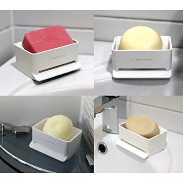 Habitamin Slanted Soap Dish Self-Draining Fast Drying Soap Saver