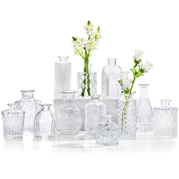Glass Bud Vases Set of 12 for Rustic Home Wedding Decor