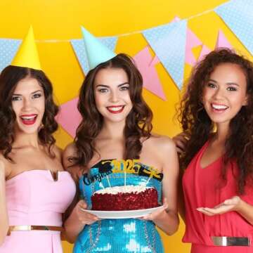 Chinco 100 Pack 2025 Graduation Cupcake Toppers Grad Cap Food Appetizer Picks Cake Graduation Party Decorations Diploma Cupcake Picks for Cake Class of 2025 Graduation Party(Black and Gold)