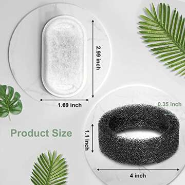 Cat Water Fountain Filters, Compatible with Stainless Steel Pet Fountain 8 Filters with 8 Sponges Replacement Filters for Cat Fountain (12 Filters& 12 Sponges)
