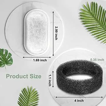 Cat Water Fountain Filters, Compatible with Stainless Steel Pet Fountain 8 Filters with 8 Sponges Replacement Filters for Cat Fountain (12 Filters& 12 Sponges)