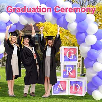 Baby Shower Decorations for Boy Girl, 4PCS Graduation Decor Blocks with 30PCS Letters(A-Z+BABY) Bridal Shower Decorations Transparent Ballon Boxes Gender Reveal Party Supplies Favor Birthday Backdrop