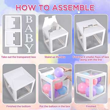 Baby Shower Decorations for Boy Girl, 4PCS Graduation Decor Blocks with 30PCS Letters(A-Z+BABY) Bridal Shower Decorations Transparent Ballon Boxes Gender Reveal Party Supplies Favor Birthday Backdrop