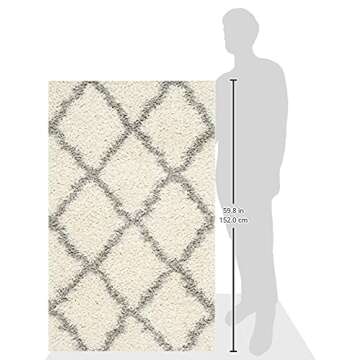 SAFAVIEH Dallas Shag Collection Accent Rug - 3' x 5', Ivory & Grey, Trellis Design, Non-Shedding & E...