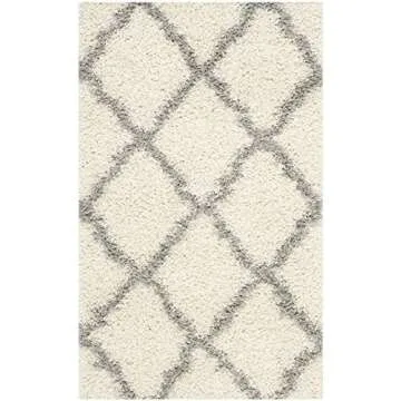 SAFAVIEH Dallas Shag Collection Accent Rug - 3' x 5', Ivory & Grey, Trellis Design, Non-Shedding & Easy Care, 1.5-inch Thick Ideal for High Traffic Areas in Entryway, Living Room, Bedroom (SGD257F)