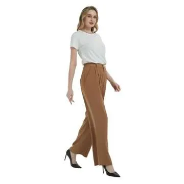 Tronjori Women High Waist Casual Straight Leg Long Trousers