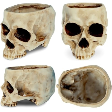 READAEER Skull Bowl Resin Planter Halloween Decor Candy Dish