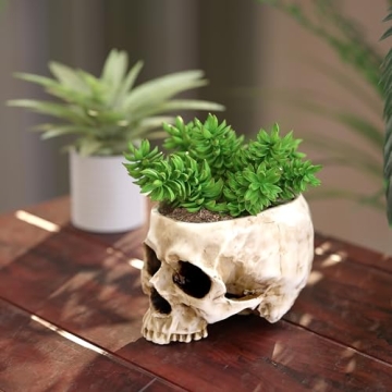 READAEER Skull Bowl Resin Planter Halloween Decor Candy Dish