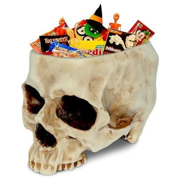 READAEER Skull Bowl Resin Planter Halloween Decor Candy Dish