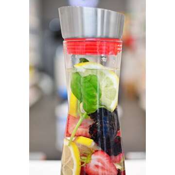 Grosche Rio - Glass Pitcher with Lid - Glass Juice Pitcher - Clear Glass Drink Pitcher - Infused Glass Water Pitcher and Drink Infuser 1000ml, 32 Oz
