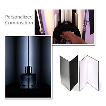 (2 PCS) Light Reflector 3 in 1 Photography Reflector Cardboard,A3 (17x12 Inch) Size Folding Light Diffuser Board for Still Life, Product and Food Photo Shooting - Black, Silver and White, 2 Pack