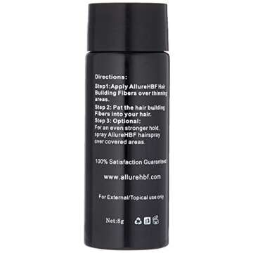 Allure Hair Building Fibers for Men and Women Travel Size, Black, 8 Gram