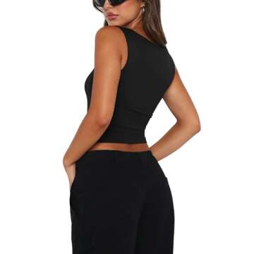 REORIA Women's Sexy Square Neck Crop Tops: Casual Summer Elegance