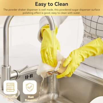 Stainless Steel Dredge Shaker, Powder Sugar Dispenser Fine Mesh Powder Sugar Shaker with Lid Gold Salt and Pepper Shakers for Kitchen Powdered Sugar Shaker