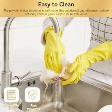 Stainless Steel Dredge Shaker, Powder Sugar Dispenser Fine Mesh Powder Sugar Shaker with Lid Gold Salt and Pepper Shakers for Kitchen Powdered Sugar Shaker