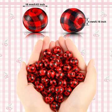 Jetec 100 Pieces Buffalo Plaid Wooden Beads – Perfect for DIY Projects