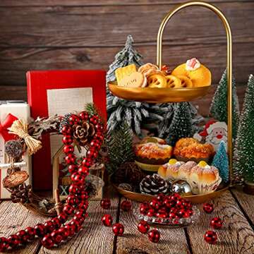 Jetec 100 Buffalo Plaid Wooden Beads for Creative Crafting