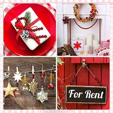 Jetec 100 Buffalo Plaid Wooden Beads for Creative Crafting