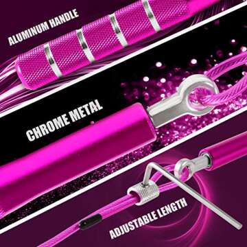 Jump Rope, Wastou Speed Jumping Rope for Training Fitness Exercise, Adjustable Adults Workout Skipping Rope for Men, Women, Kids, Girls (Pink)