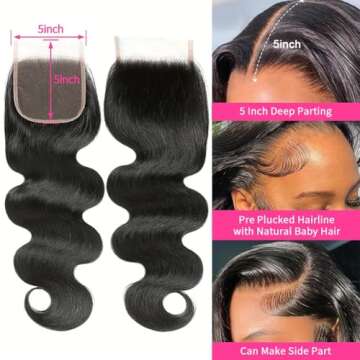 Selina 5x5 Lace Closure Brazilian Body Wave Closure Lace Closure Human Hair Unprocessed Human Hair B...