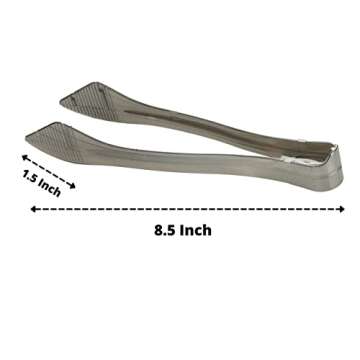 PARTY BARGAINS 8.5 Inches Plastic Serving Tongs, 12 Pack, Premium Quality & Heavy-Duty Silver Plasti...