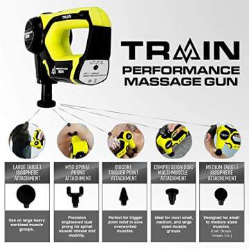 Professional Therapeutic Massage Gun - Vibration Deep Tissue Massager - Trigger Point Massage of Foot, Back, Neck, Total Body Pain Relief - Recovery - 24V Quiet Cordless Handheld Design [Yellow/Black