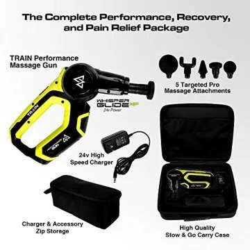 Professional Therapeutic Massage Gun - Vibration Deep Tissue Massager - Trigger Point Massage of Foot, Back, Neck, Total Body Pain Relief - Recovery - 24V Quiet Cordless Handheld Design [Yellow/Black