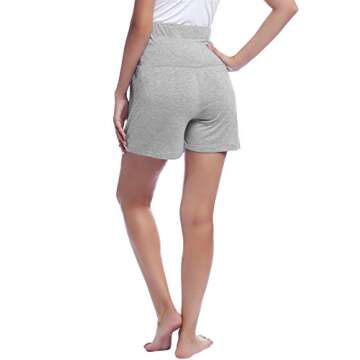 Joyaria Womens Maternity Over The Belly Shorts Ladies Viscose Pregnancy Pajama Sleep Yoga Sweat Shorts (Gray, Small)