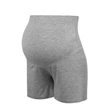 Joyaria Womens Maternity Over The Belly Shorts Ladies Viscose Pregnancy Pajama Sleep Yoga Sweat Shorts (Gray, Small)