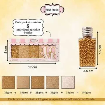 Confect Pearl Sprinkles | Christmas Sprinkles | Golden Sunshine Disco Ball Mashup Sprinkles Mix Champagne Gold Dragees Golden Sparkling Sugar - 3.5 Oz