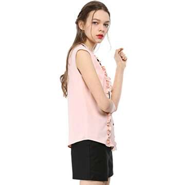 Allegra K Women's Summer Ruffle Sleeveless Blouse - Medium Pink