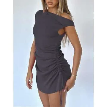 Trendy One Shoulder Mini Dress for Summer Women