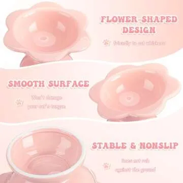 Hushee Cat Bowls Set - 2 Flower Shaped Elevated Dishes